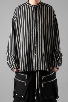 画像をギャラリービューアに読み込む, A.F ARTEFACT STAND COLLAR SHIRT / VERTICAL STRIPE (BLACK x LIGHT GREY)