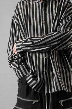画像をギャラリービューアに読み込む, A.F ARTEFACT STAND COLLAR SHIRT / VERTICAL STRIPE (BLACK x LIGHT GREY)