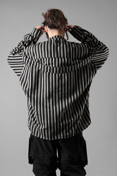 画像をギャラリービューアに読み込む, A.F ARTEFACT STAND COLLAR SHIRT / VERTICAL STRIPE (BLACK x LIGHT GREY)