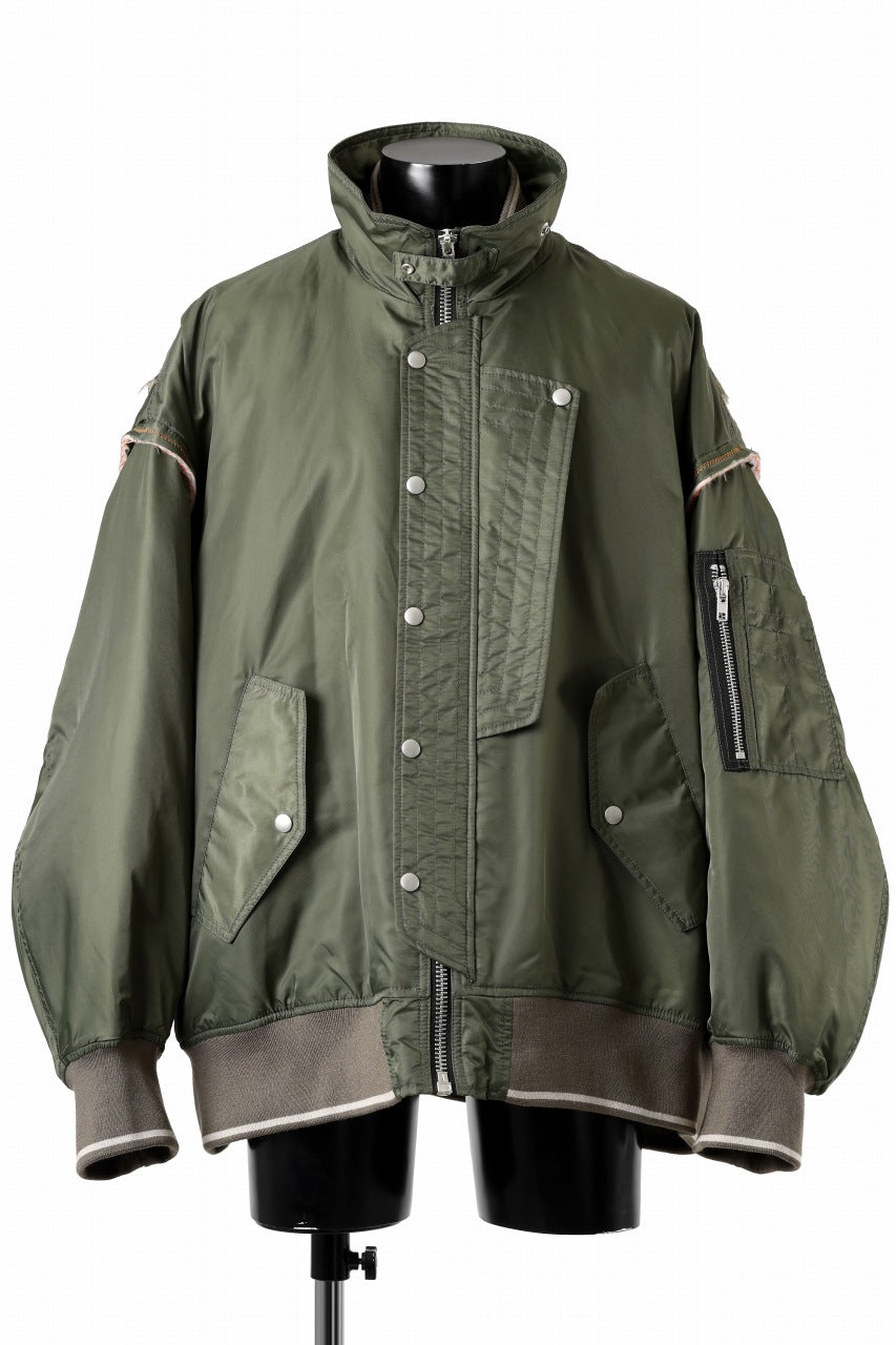 A.F ARTEFACT CUT OFF COMBI TANKER JACKET / LIGHT PADDED (KHAKI x ORANGE)