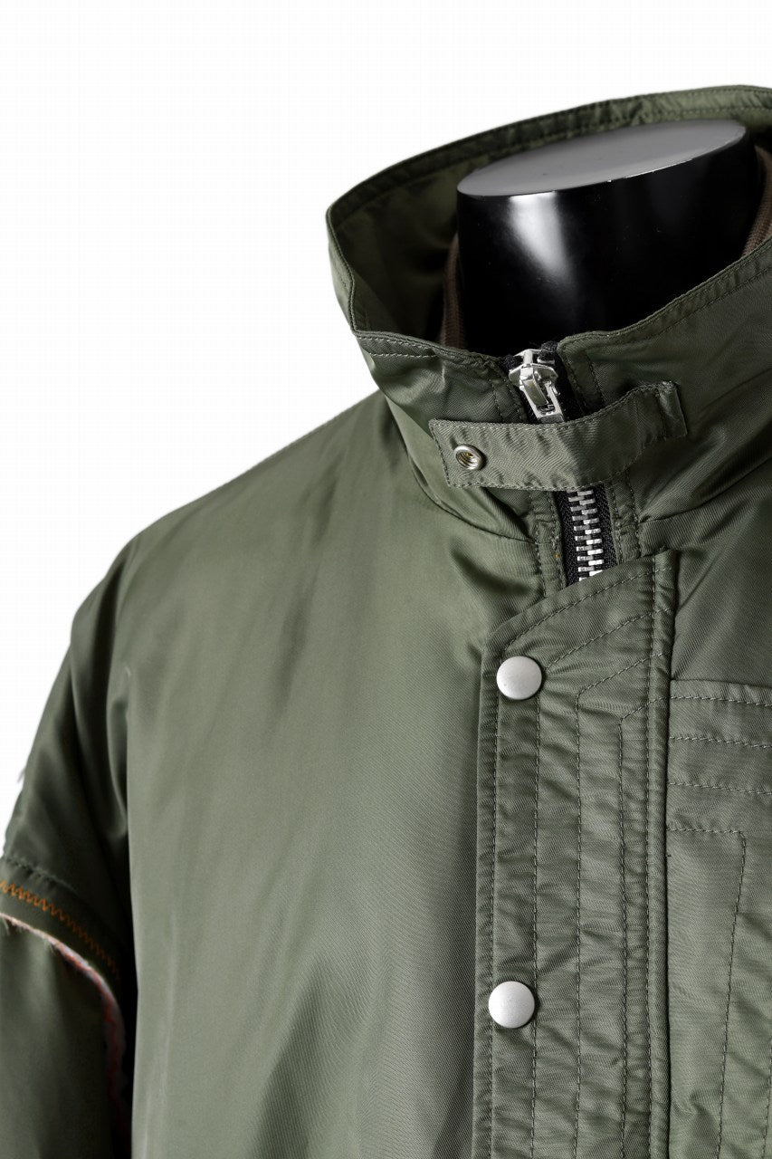 A.F ARTEFACT CUT OFF COMBI TANKER JACKET / LIGHT PADDED (KHAKI x ORANGE)