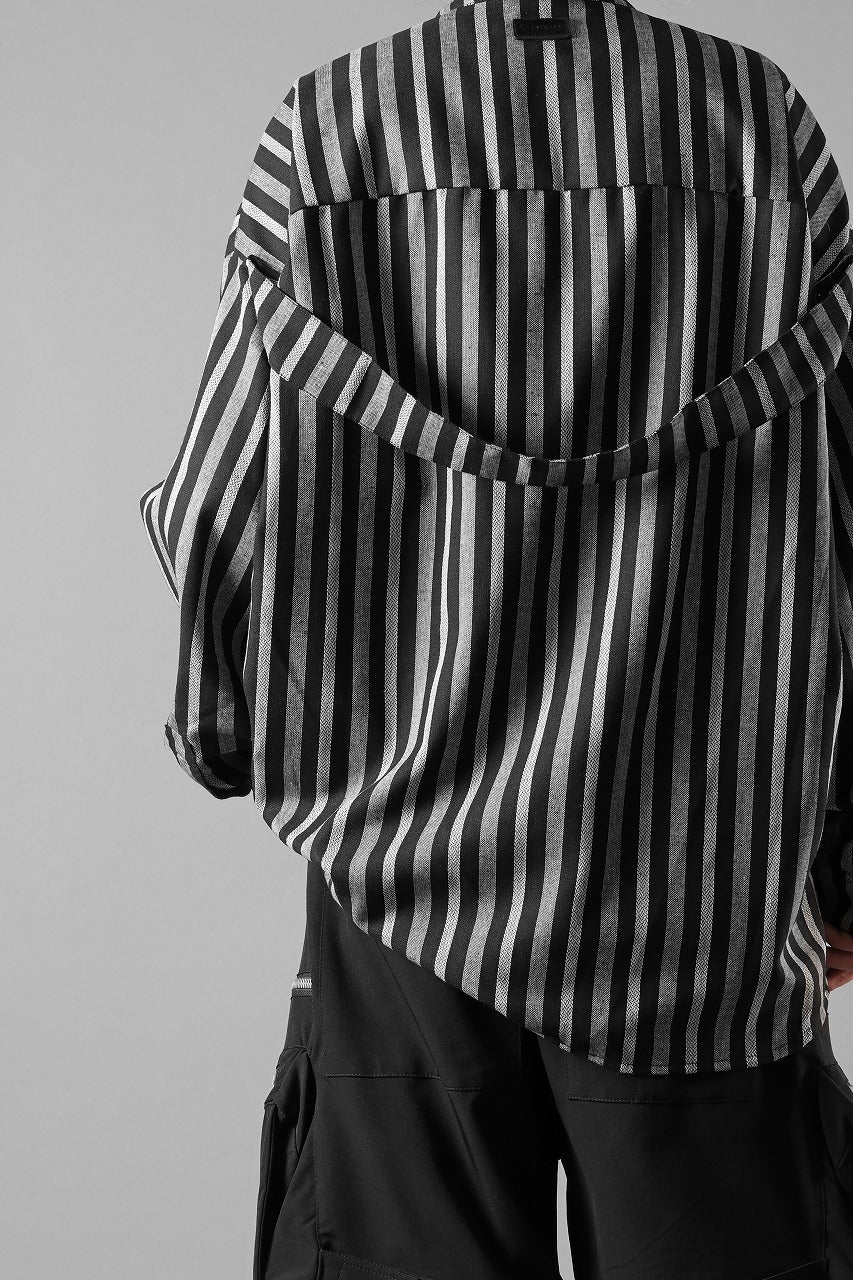 画像をギャラリービューアに読み込む, A.F ARTEFACT STAND COLLAR SHIRT / VERTICAL STRIPE (BLACK x LIGHT GREY)
