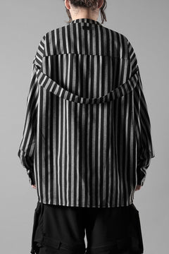 画像をギャラリービューアに読み込む, A.F ARTEFACT STAND COLLAR SHIRT / VERTICAL STRIPE (BLACK x LIGHT GREY)