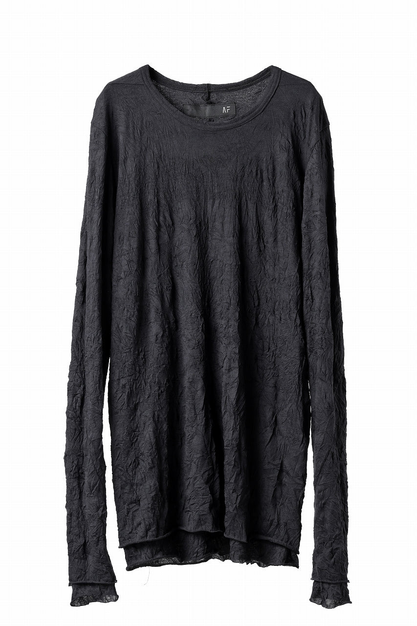 画像をギャラリービューアに読み込む, A.F ARTEFACT &quot;CRUMPLE&quot; DOUBLE LAYER L/S TOPS (BLACK×BLACK)