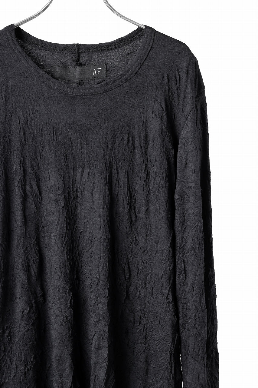 A.F ARTEFACT "CRUMPLE" DOUBLE LAYER L/S TOPS (BLACK×BLACK)