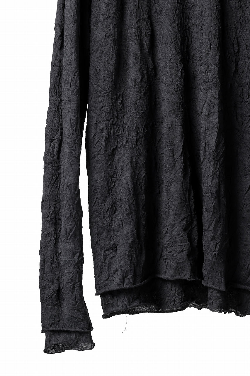 A.F ARTEFACT "CRUMPLE" DOUBLE LAYER L/S TOPS (BLACK×BLACK)