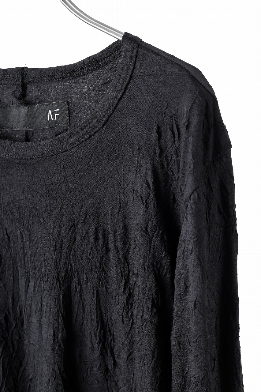 A.F ARTEFACT "CRUMPLE" DOUBLE LAYER L/S TOPS (BLACK×BLACK)