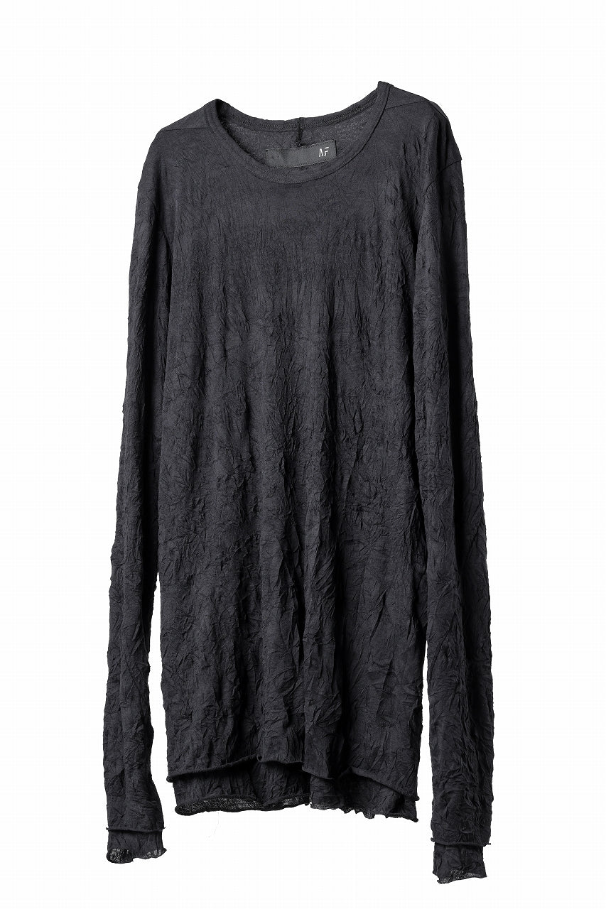 画像をギャラリービューアに読み込む, A.F ARTEFACT &quot;CRUMPLE&quot; DOUBLE LAYER L/S TOPS (BLACK×BLACK)