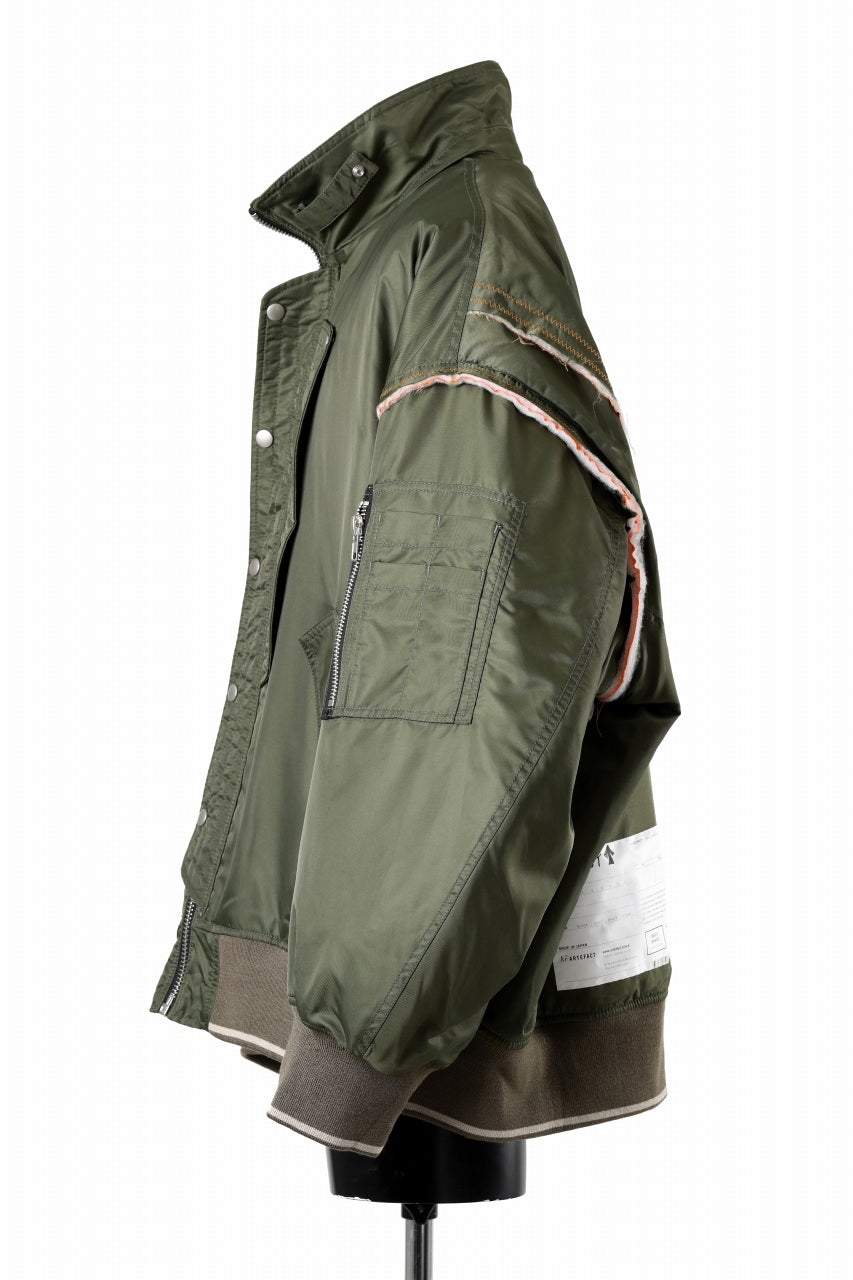 画像をギャラリービューアに読み込む, A.F ARTEFACT CUT OFF COMBI TANKER JACKET / LIGHT PADDED (KHAKI x ORANGE)