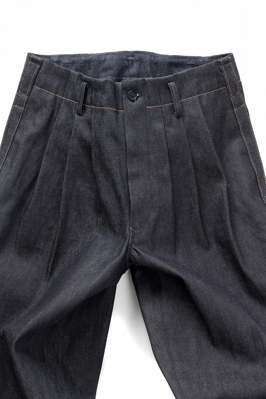 Y's for men PANTS WITH COLOR COMBI STITCH / 13oz UNEVEN YARN DENIM (BLUE)