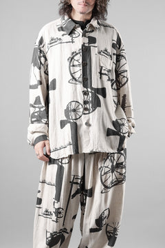 画像をギャラリービューアに読み込む, YUTA MATSUOKA classic shirt / antique wagon print (ecru/print)