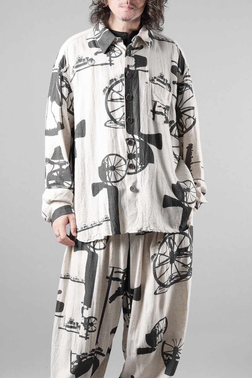 YUTA MATSUOKA classic shirt / antique wagon print (ecru/print)の