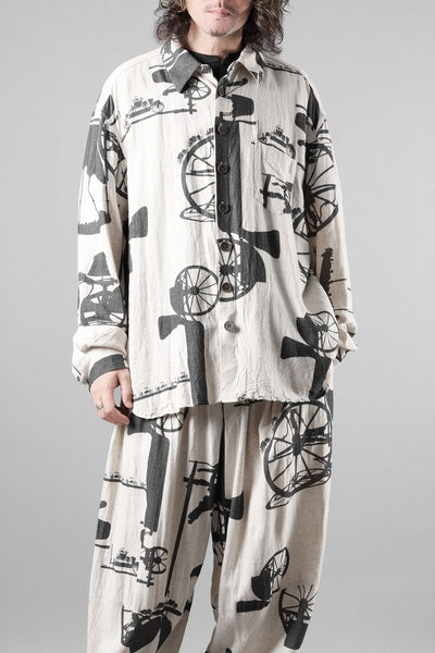 YUTA MATSUOKA classic shirt / antique wagon print (ecru/print)