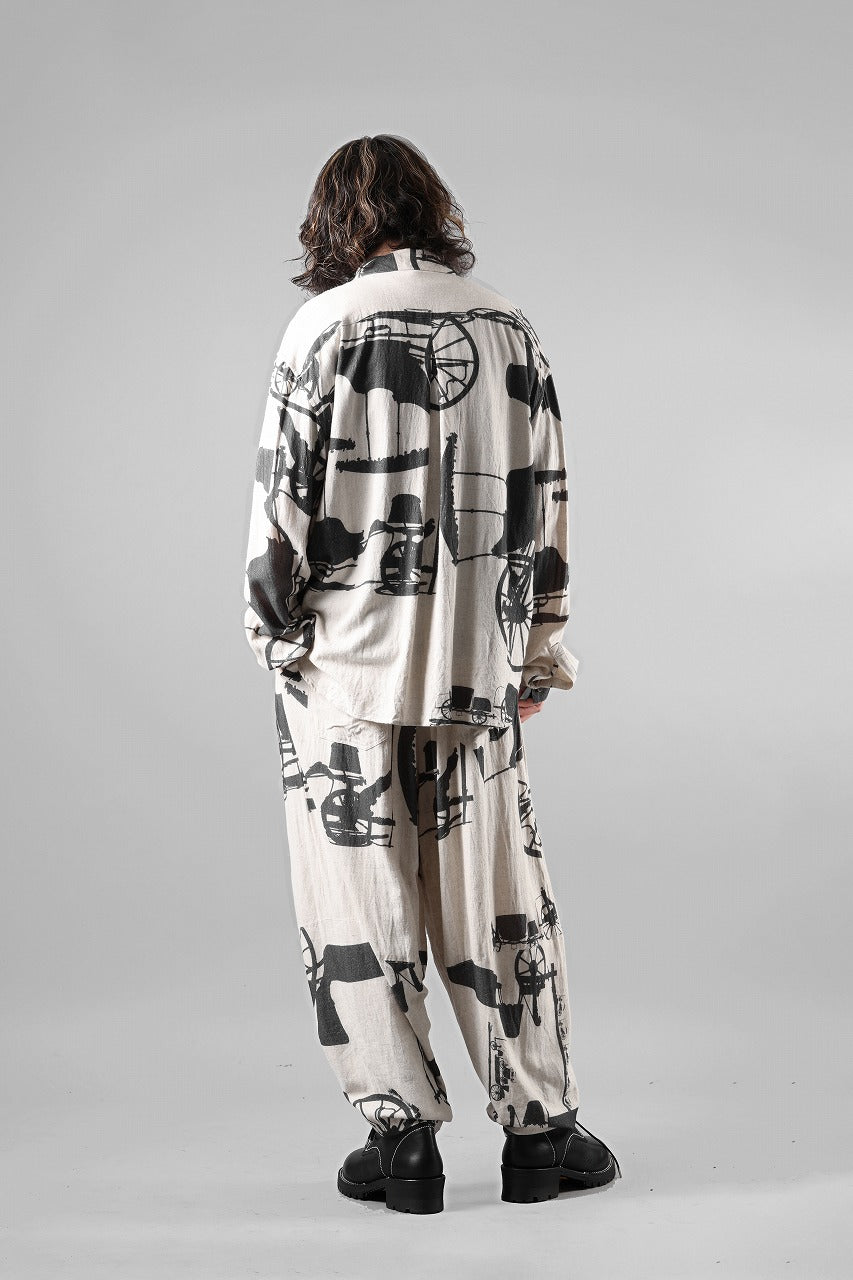 YUTA MATSUOKA classic shirt / antique wagon print (ecru/print)の