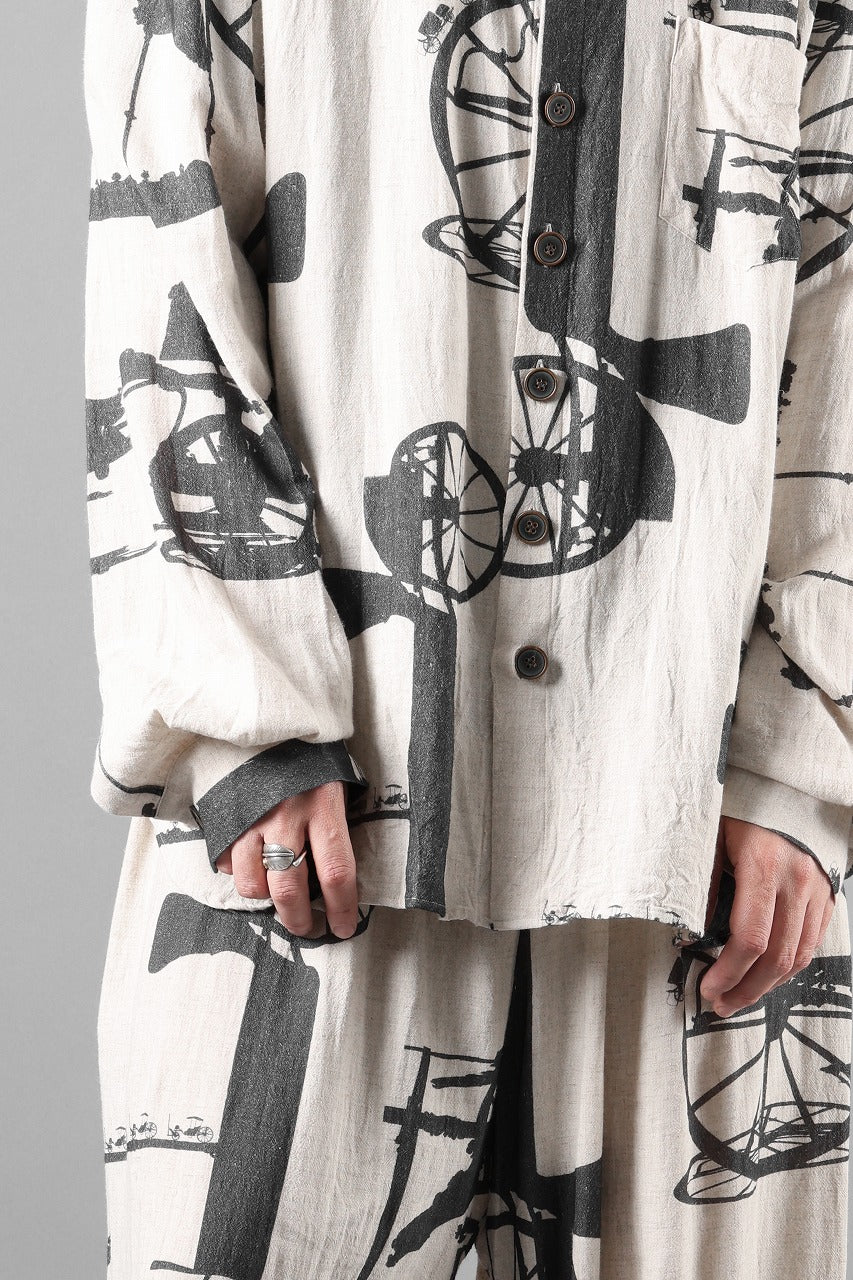 YUTA MATSUOKA classic shirt / antique wagon print (ecru/print)の