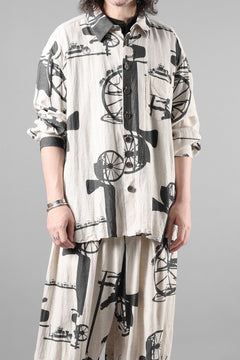 画像をギャラリービューアに読み込む, YUTA MATSUOKA classic shirt / antique wagon print (ecru/print)