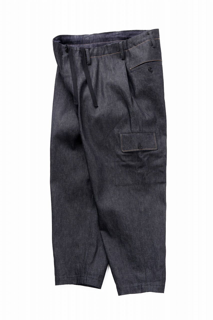 画像をギャラリービューアに読み込む, Y&#39;s for men TUCK PANTS WITH COLOR COMBI STITCH / 13oz UNEVEN YARN DENIM (BLUE)