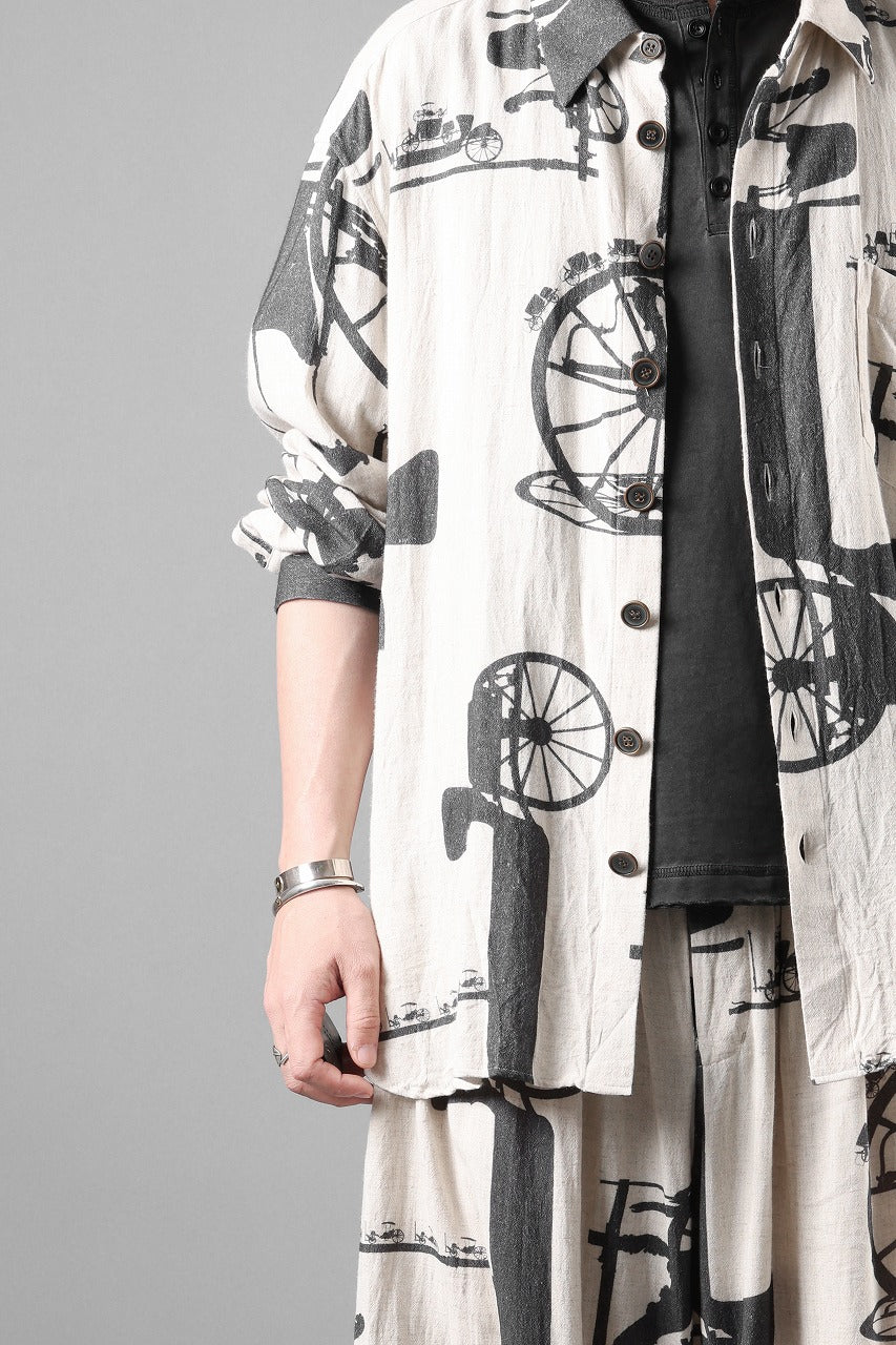 YUTA MATSUOKA classic shirt / antique wagon print (ecru/print)の