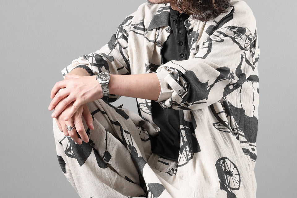 YUTA MATSUOKA classic shirt / antique wagon print (ecru/print)の