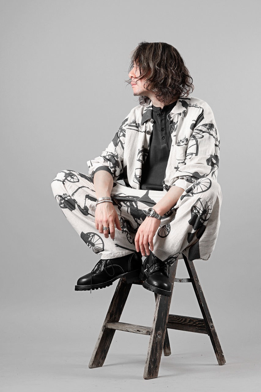 画像をギャラリービューアに読み込む, YUTA MATSUOKA classic shirt / antique wagon print (ecru/print)