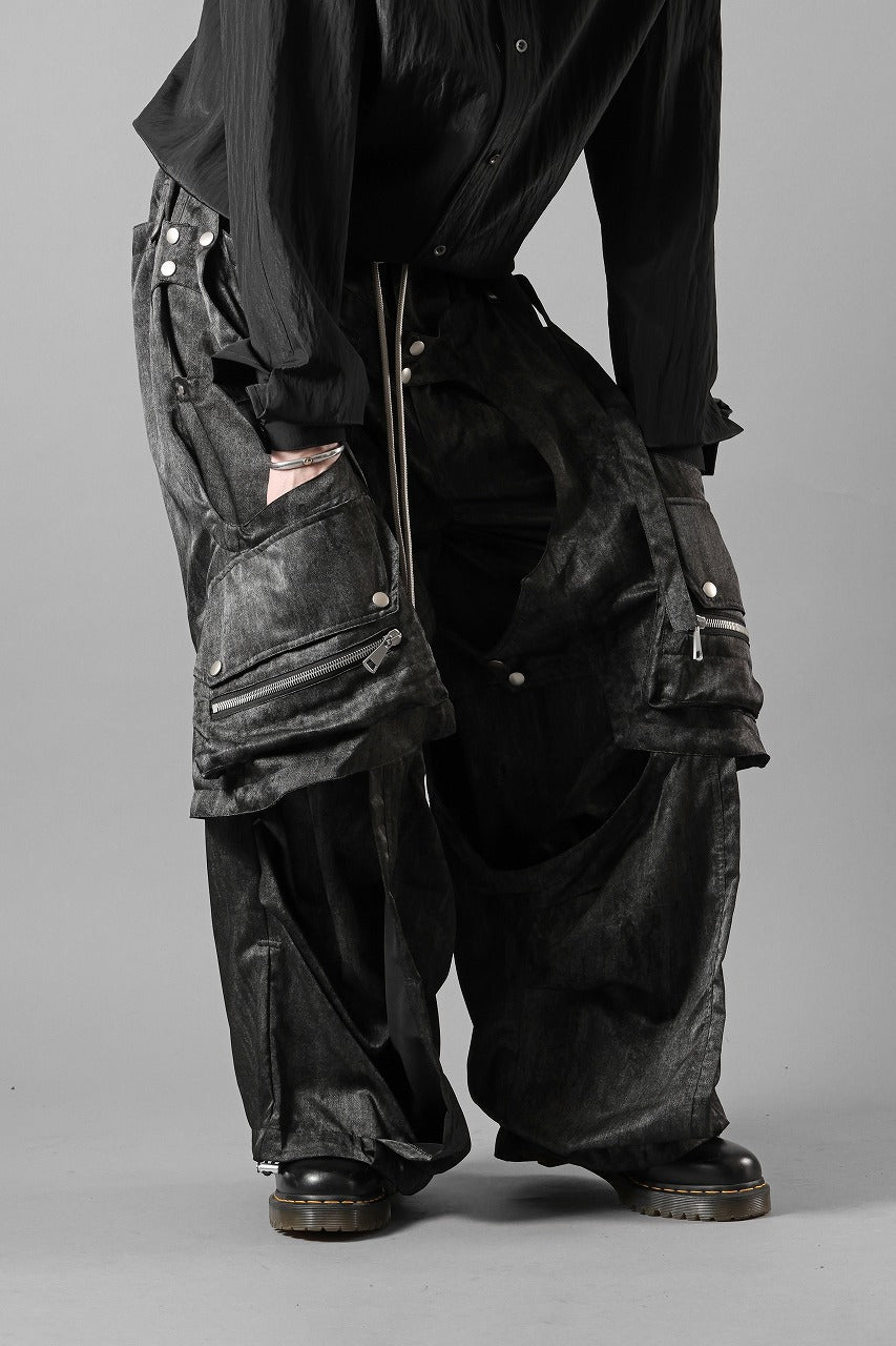 画像をギャラリービューアに読み込む, A.F ARTEFACT PARACHUTE WIDE CARGO PANTS / UNEVEN TEXTURE (BLACK)