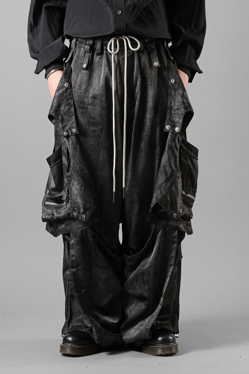 画像をギャラリービューアに読み込む, A.F ARTEFACT PARACHUTE WIDE CARGO PANTS / UNEVEN TEXTURE (BLACK)