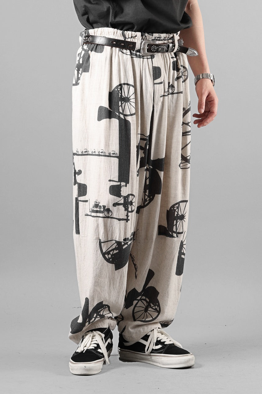 画像をギャラリービューアに読み込む, YUTA MATSUOKA circle pants / antique wagon print (ecru/print)