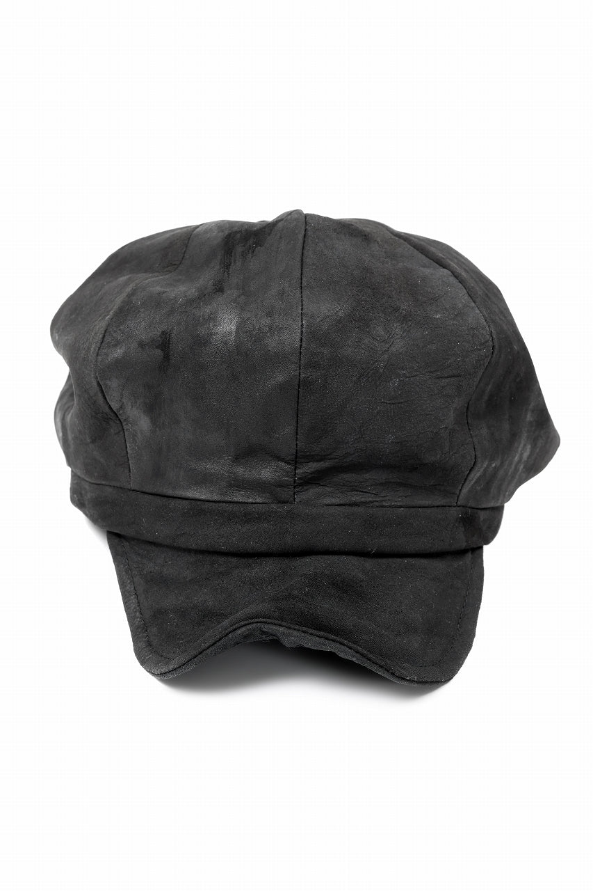 画像をギャラリービューアに読み込む, ierib Leather Casquette / Lamb Suede (BLACK)