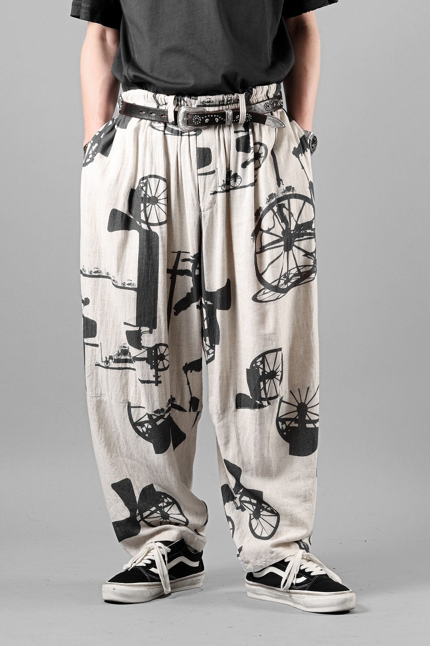 画像をギャラリービューアに読み込む, YUTA MATSUOKA circle pants / antique wagon print (ecru/print)
