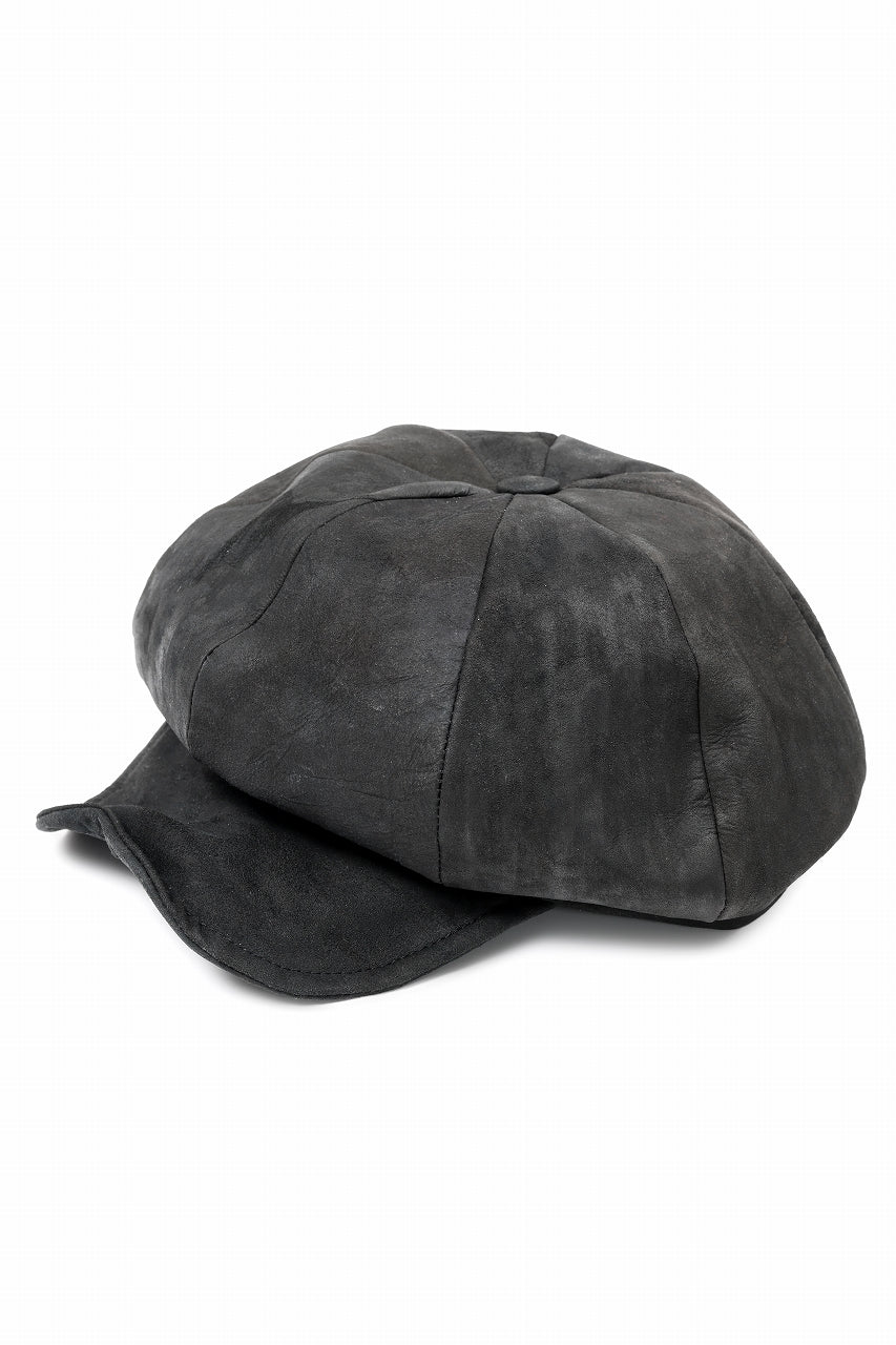 画像をギャラリービューアに読み込む, ierib Leather Casquette / Lamb Suede (BLACK)