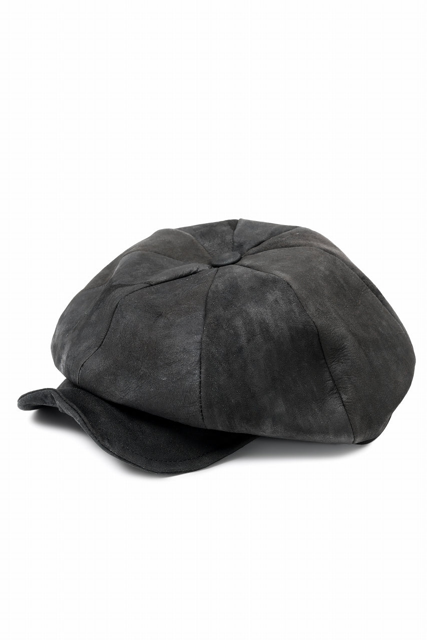 画像をギャラリービューアに読み込む, ierib Leather Casquette / Lamb Suede (BLACK)