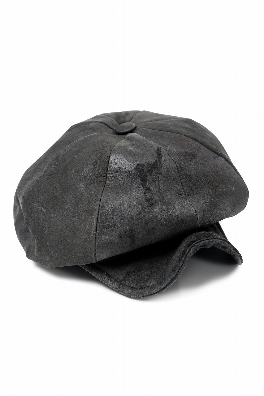 ierib Leather Casquette / Lamb Suede (BLACK)