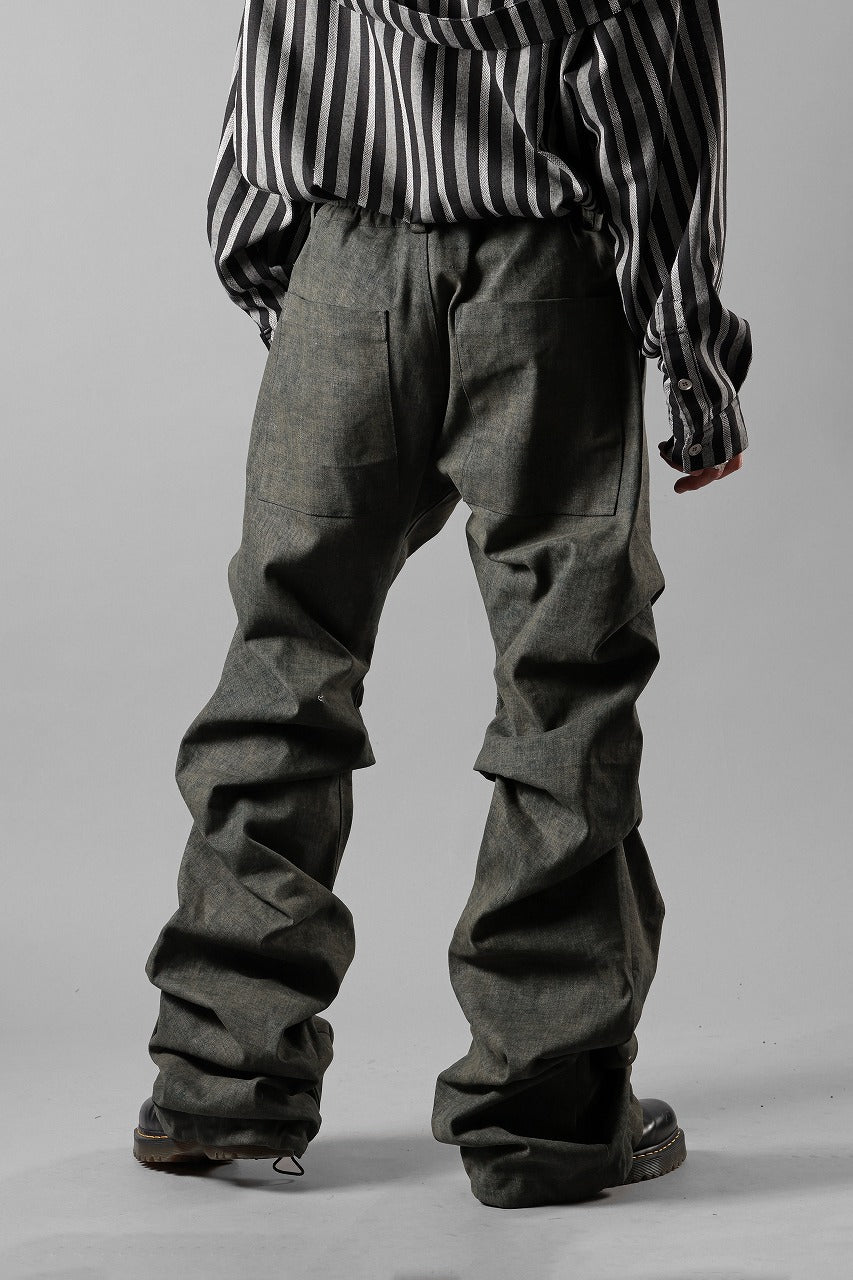 A.F ARTEFACT TUCKED DRAPE PANTS / BLENDED SHADES DENIM (YELLOW