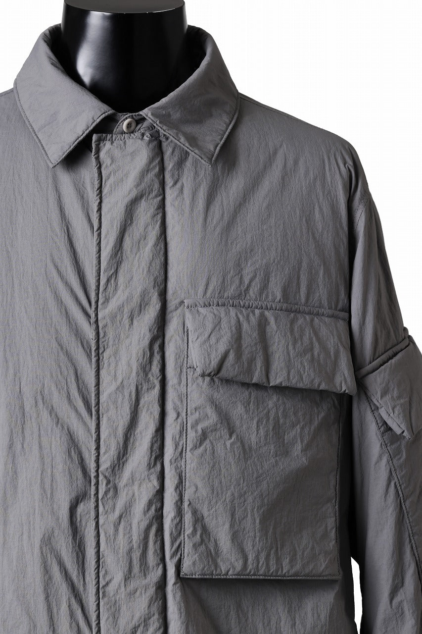 Ten c LIGHT DOWN FIELD JACKET / GARMENT DYED NYLON TACTEL (GRAY)