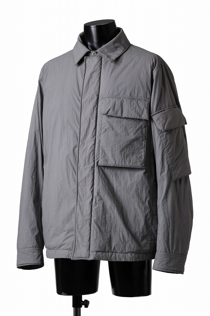 Ten c LIGHT DOWN FIELD JACKET / GARMENT DYED NYLON TACTEL (GRAY)