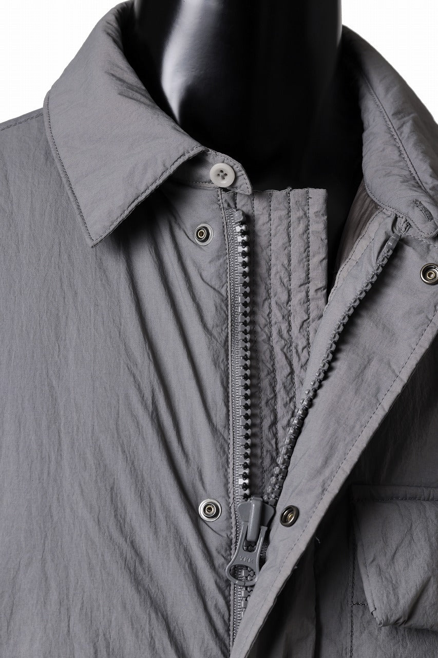 Ten c LIGHT DOWN FIELD JACKET / GARMENT DYED NYLON TACTEL (GRAY)