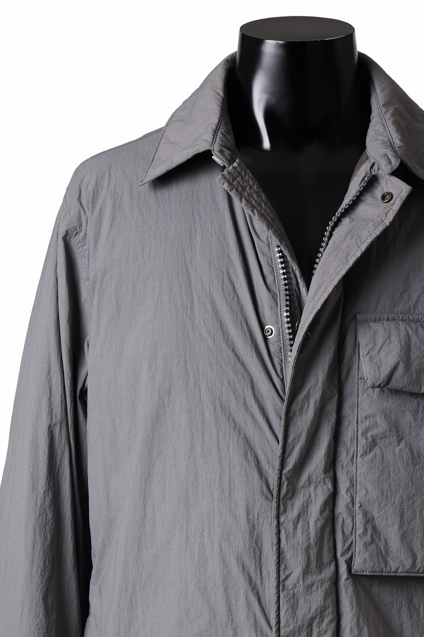 Ten c LIGHT DOWN FIELD JACKET / GARMENT DYED NYLON TACTEL (GRAY)