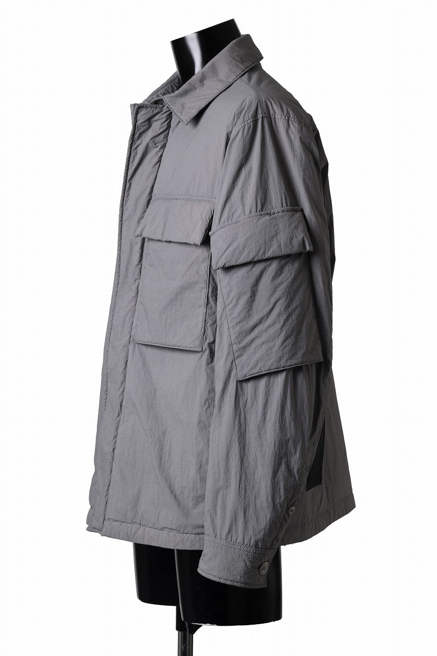 Ten c LIGHT DOWN FIELD JACKET / GARMENT DYED NYLON TACTEL (GRAY)