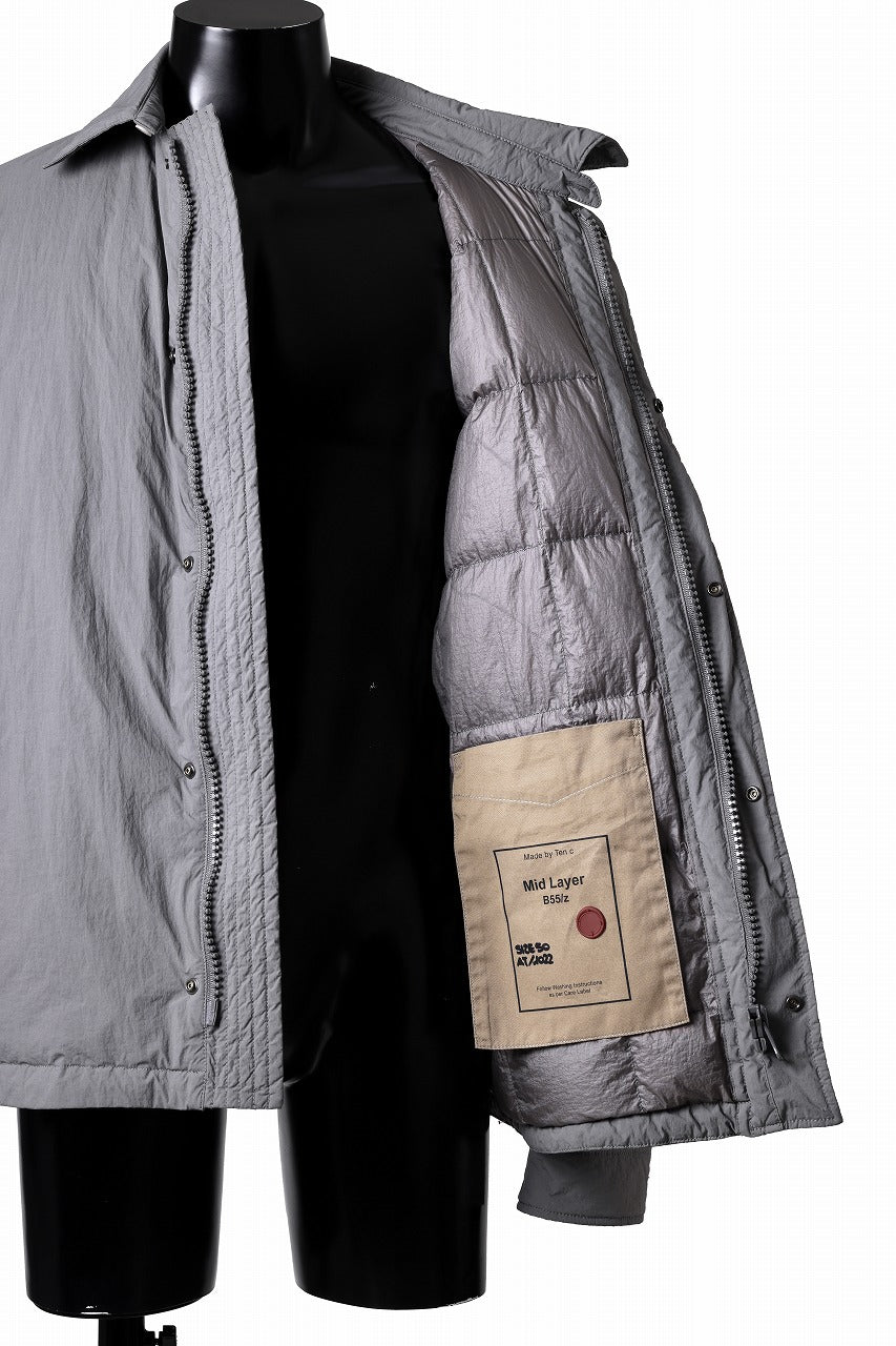 Ten c LIGHT DOWN FIELD JACKET / GARMENT DYED NYLON TACTEL (GRAY)