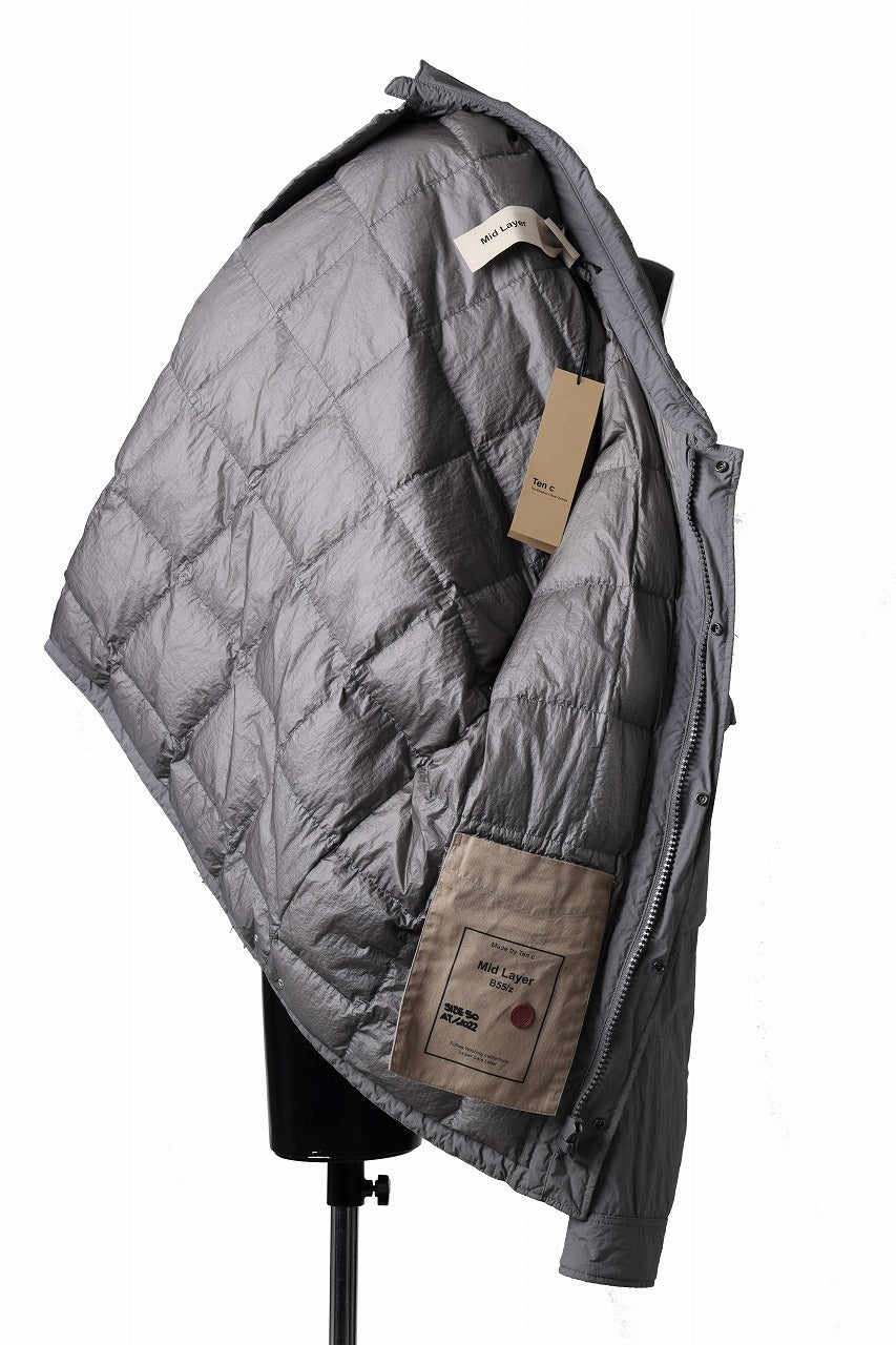 Ten c LIGHT DOWN FIELD JACKET / GARMENT DYED NYLON TACTEL (GRAY)