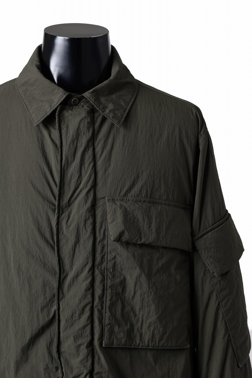 Ten c LIGHT DOWN FIELD JACKET / GARMENT DYED NYLON TACTEL (DARK GREEN)