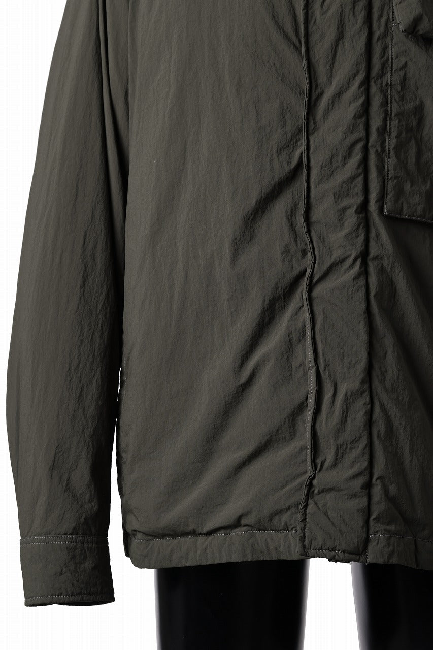 Ten c LIGHT DOWN FIELD JACKET / GARMENT DYED NYLON TACTEL (DARK GREEN)