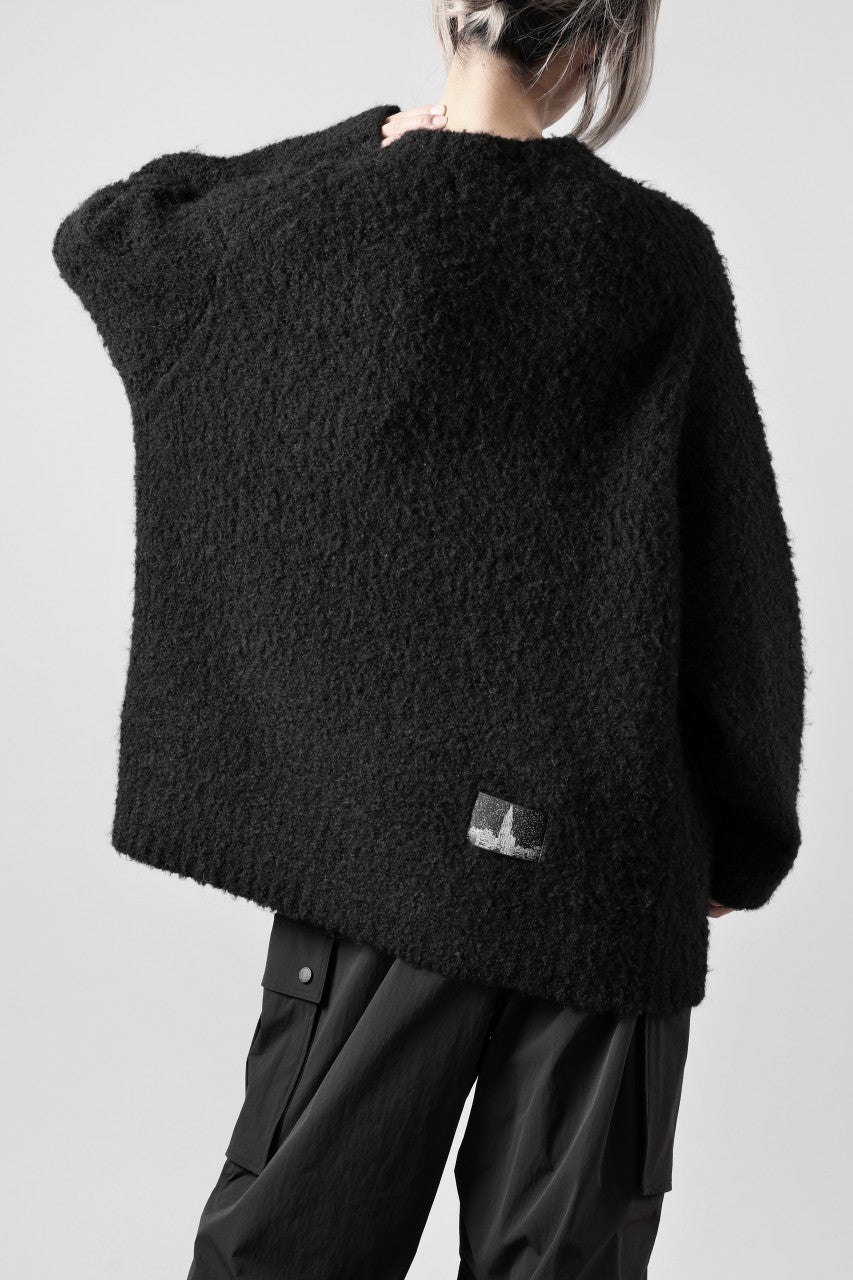 th products Inflated Oversized Crew / 1/4.5 kasuri loop knit (black)