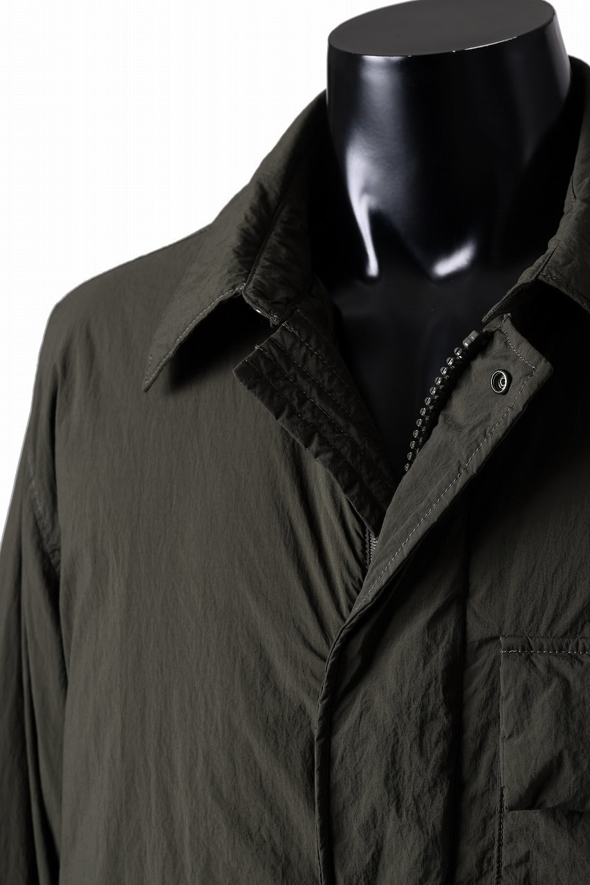 Ten c LIGHT DOWN FIELD JACKET / GARMENT DYED NYLON TACTEL (DARK GREEN)