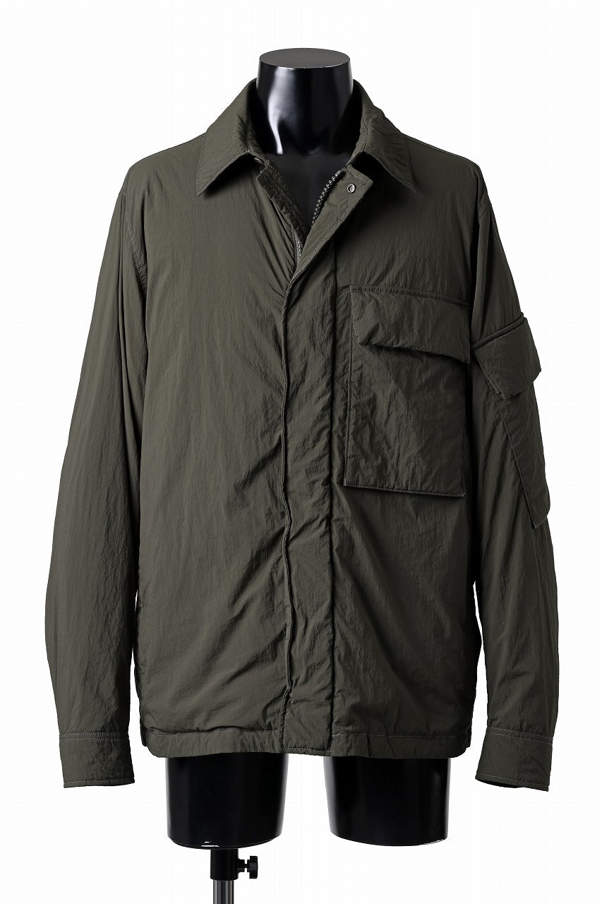 Ten c LIGHT DOWN FIELD JACKET / GARMENT DYED NYLON TACTEL (DARK GREEN)