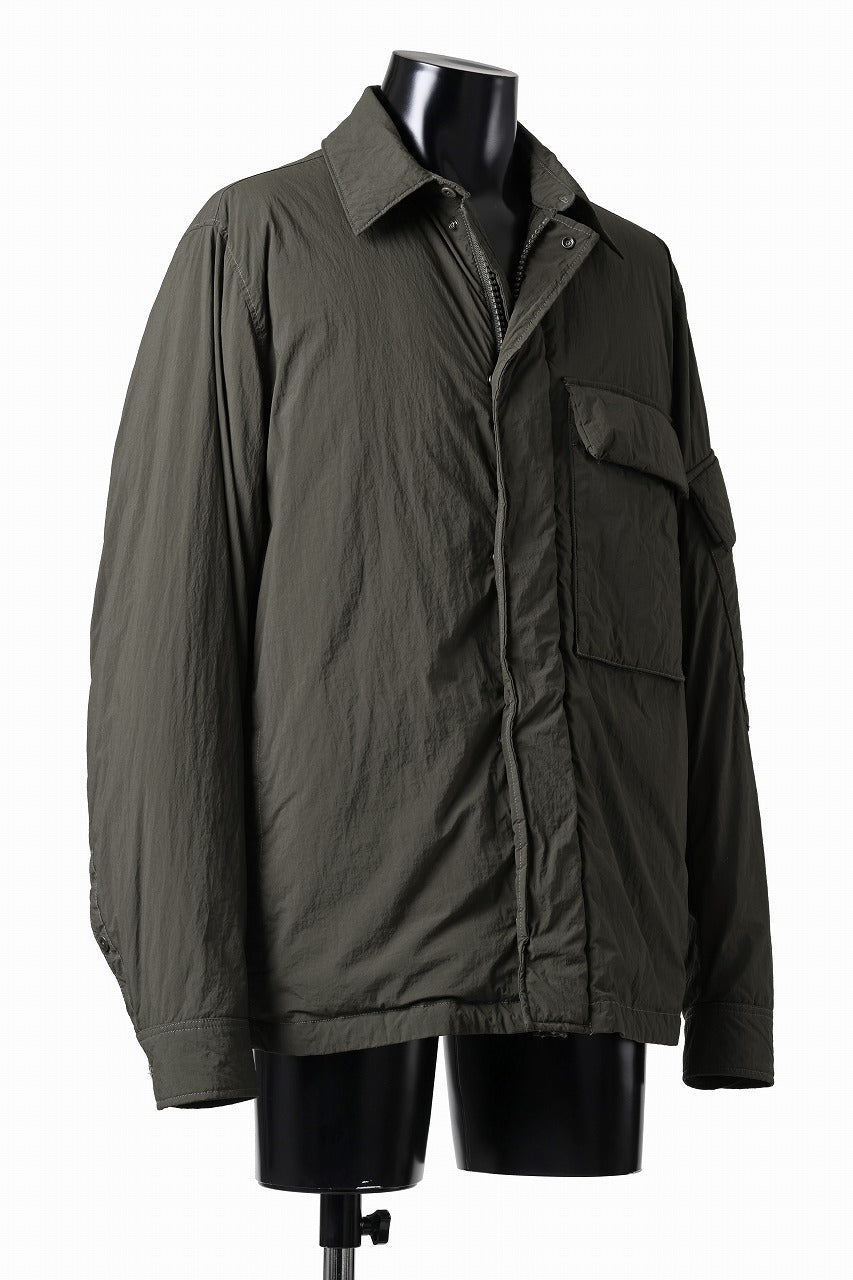 Ten c LIGHT DOWN FIELD JACKET / GARMENT DYED NYLON TACTEL (DARK GREEN)