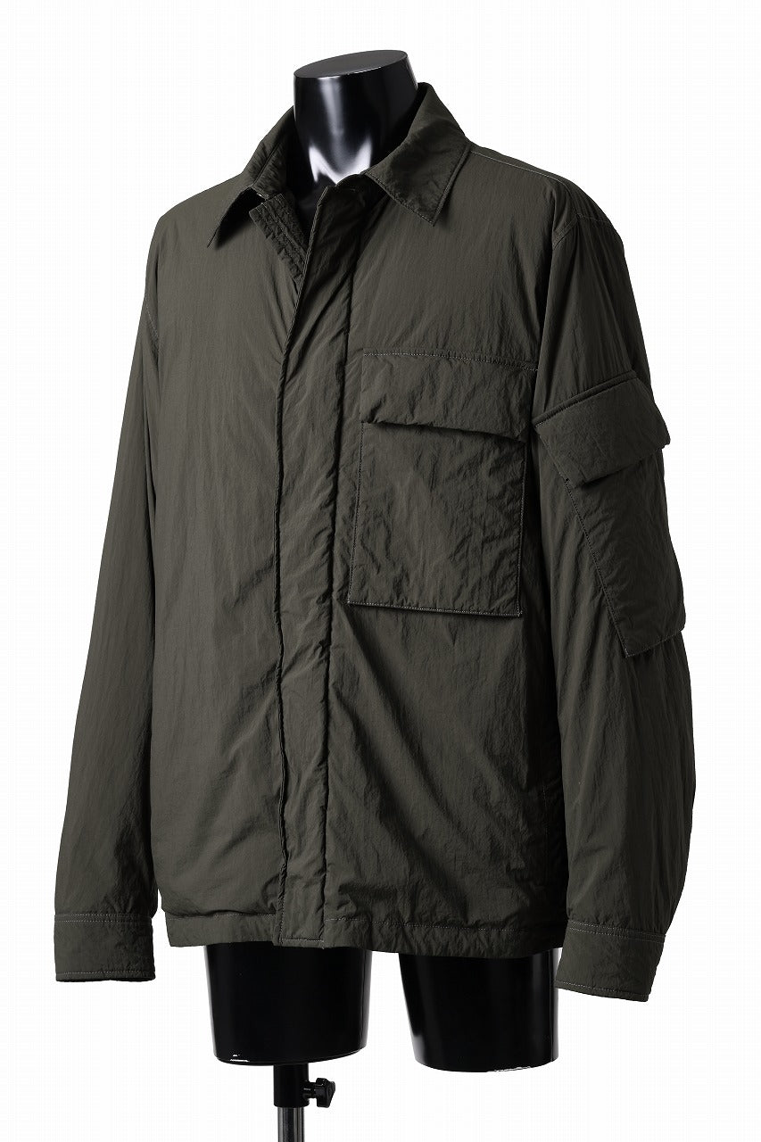 Ten c LIGHT DOWN FIELD JACKET / GARMENT DYED NYLON TACTEL (DARK GREEN)