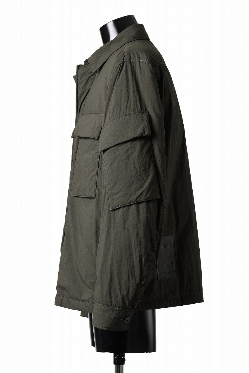 Load image into Gallery viewer, Ten c LIGHT DOWN FIELD JACKET / GARMENT DYED NYLON TACTEL (DARK GREEN)