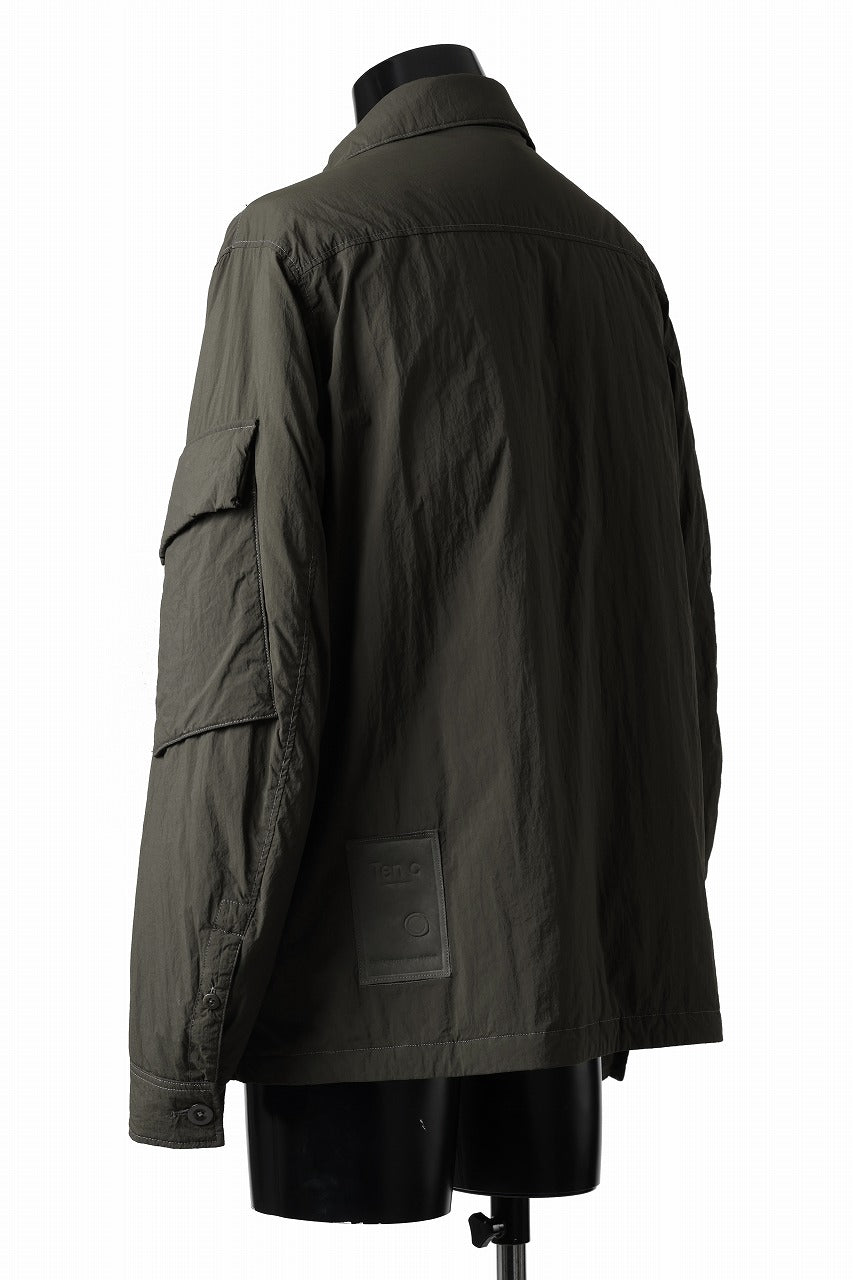 Ten c LIGHT DOWN FIELD JACKET / GARMENT DYED NYLON TACTEL (DARK GREEN)