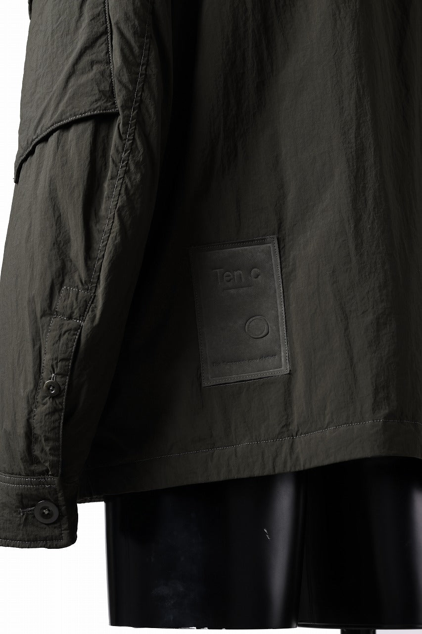 Ten c LIGHT DOWN FIELD JACKET / GARMENT DYED NYLON TACTEL (DARK GREEN)